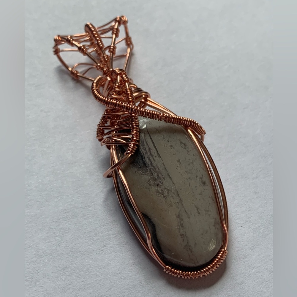 Jasper Pendant Handcrafted with Copper Wire - NWT